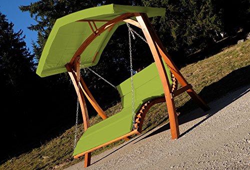 ALEOS. Design Doppelliege Hollywoodliege Hollywoodschaukel Gartenschaukel Aruba GRÜN Holz Lärche mit Dach – Bild 3
