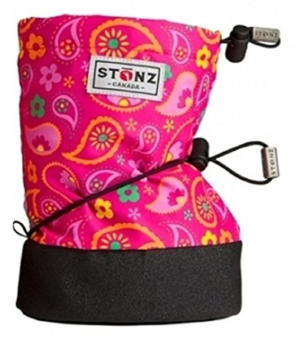 Stonz Three Season STAY-On Baby Booties, For Bare Feet or Shoes, For
Mild or Cold Snow Weather, Paisley Pink - Fuchsia Large Stonz Three Season STAY-On Baby Booties, For Bare Feet or Shoes, For
Mild or Cold Snow Weather, Paisley Pink - Fuchsia Large