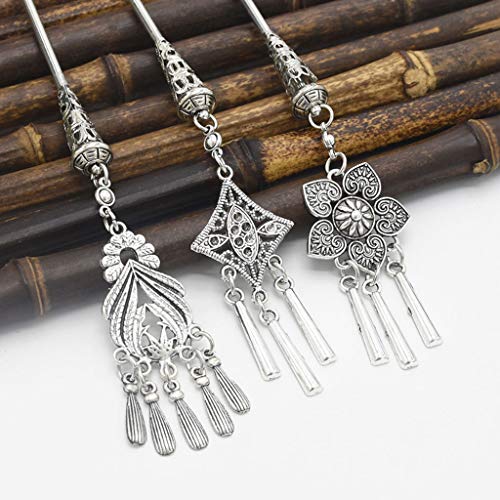 cici store New Retro Hairpin Chinese Hair Stick Vintage Tassel Floral Headwear Accessories - Thumbnail 3