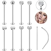 AccGin 16G 316L Stainless Steel Labret Cheek Tongue Rings Barbell Body Piercing Jewelry Lengthening 4mm 5mm Bar Size 14mm-25mm Bar Length Available Dimple Cheek Piercing Jewelry Black Silver Gold