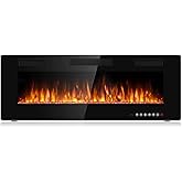 BOSSIN 50 inch Ultra-Thin and Silence Linear Fireplace, Recessed Electric Fireplace and Wall Mounted & in-Wall Fireplace, Adj