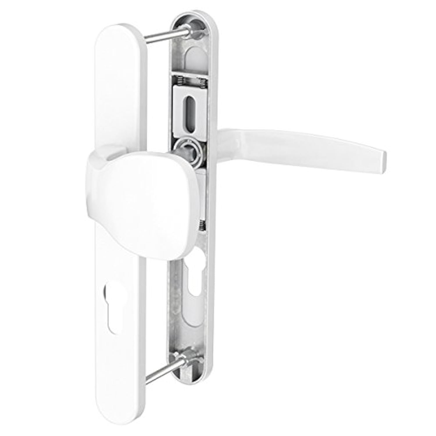 Bricard 7788921 Set of Handles on Emetal Plate, Crutch and Spoiler for Front Door (European Cylinder), Lacquered White