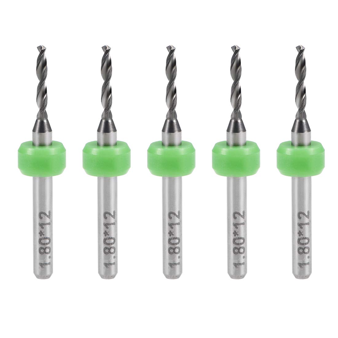 sourcing map PCB Drill Bits 1.8mm Tungsten Carbide Rotary Tool Jewelry CNC Engraving Print Circuit Board Micro Drill Bits 1/8 Inch Shank 5 Pcs