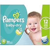 Pampers Baby Dry Disposable Diapers Size 4, 180 Count (Packaging May Vary)