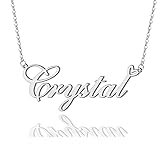 AOLO Crystal Heart Name Necklace Silver Stainless