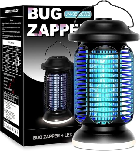 Bug Zapper Outdoor Indoor, Electric Mosquito Zapper Waterproof with LED Light, 18W Power & 4000V High-Voltage, Coverage Area of ​​1/2-1 Acre, 5.5ft Cord, Plug-in Fly Trap for Patio Backyard Garden
