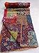 Tribal Asian Textiles Twin Size Handmade Ajarak Cotton Block Indigo Print Kantha Quilt Reversible Throw Sari