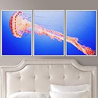3 Piece Framed Canvas Wall Art Colorful Jellyfish Marine Life Canvas Prints Home Artwork Decoration for Living Room,Bedroom - 16