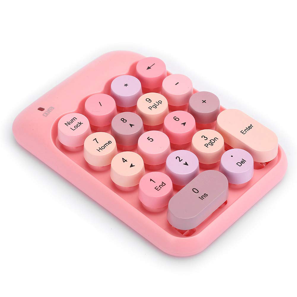 Hakeeta Wireless Number Pad,Portable Mini USB 2.4GHz Financial Accounting Numeric Keypad Keyboard,Retro round chocolate keycap,Best for Notebook Users Shortcut Keypad
