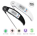 Meat Thermometer, BESTWYA Fast Read Accurate Energy Saving Foldable Cooking Thermometer With Large LCD Screen, Auto On & Off For Christmas Turkey BBQ Grill Baking Smoker Milk Bathing (Black&White)