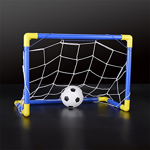 Mini Folding Football Soccer Ball Goal Post Net Set,Plastic Indoor Outdoor Soccer Multi-Sport Net with Hand Pump for Kids Sport Home Game Toy Birthday Gift