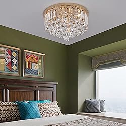 Gopmmy Mini Crystal Chandelier Ceiling Light,Flush