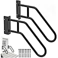 SELEWARE Heavy Duty 28" Handrails for Outdoor 1-3 Step, Non-Slip Door Jamb Corner Mount Stair Hand Railing Grab Bars, U-Shape Safety Handle for Garage, Porch, Garden (Left+Right Handed,Dia 1.3" Pipe)