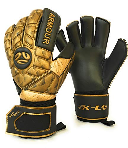 K-LO Armour Goalie Glove (Gold and Black, 10) w/ 5-Finger Spline Support
