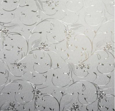 Window Film, gloednApple1.5ftx6.5ft(0.45x2m) 3D Clear Glass Window Decal Vinyl Static Cling Film for Bathroom Bedroom Privacy (Flower Vine)