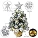 Tabletop Christmas Tree, MAOYUE Artificial Snow Christmas Tree, 20in Mini Christmas Tree with Battery Operated 8 Mode Lighted for Christmas Decorations, Home Decor, Office, Dining Table