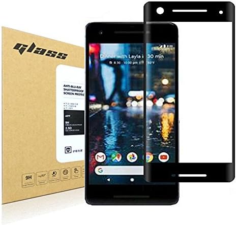 Google Pixel 2 Screen Protector [3D Full Curved Edge], Skypat [Full Coverage][Tempered Glass] Bubble Free,Ultra-clear (Black)