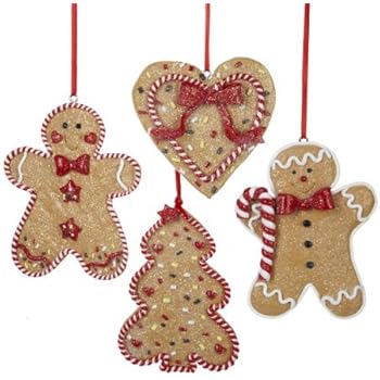 Gingerbread Men, Tree and Heart Ornament Set of 4