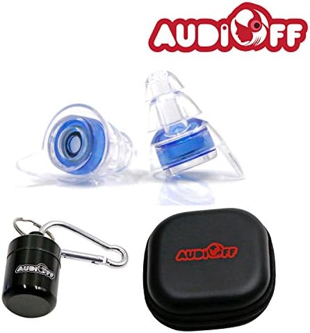 Audioff Hearing Protection Ear Plugs, For Sleeping, Airplane, Earplugs with Aluminium Box Ideal for Music, Concerts, Clubs &amp; Festivals, Clear/Transparent, Reusable