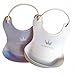 Waterproof Baby Bibs With Food Catcher Pocket, Feeding Made Easy! Blue & White 2-Pack