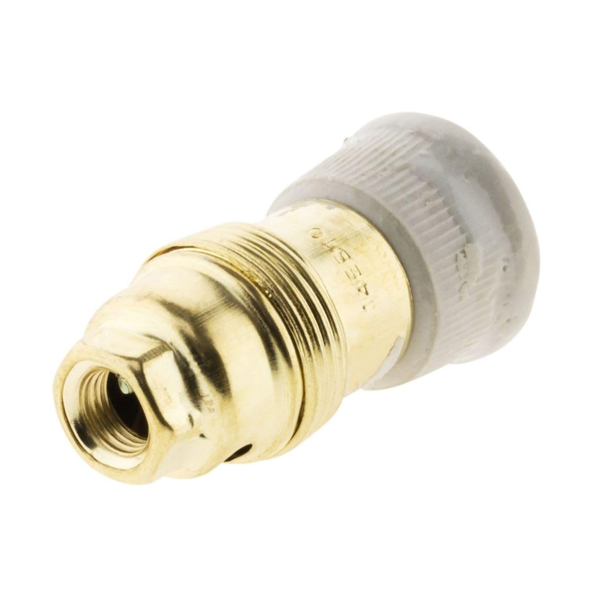 Zenitech - E14 Brass Socket with Porcelain Collar - for E14 Socket Bulbs - Max Voltage 250V - Max Intensity 2A - Integrated Earth Terminal - White