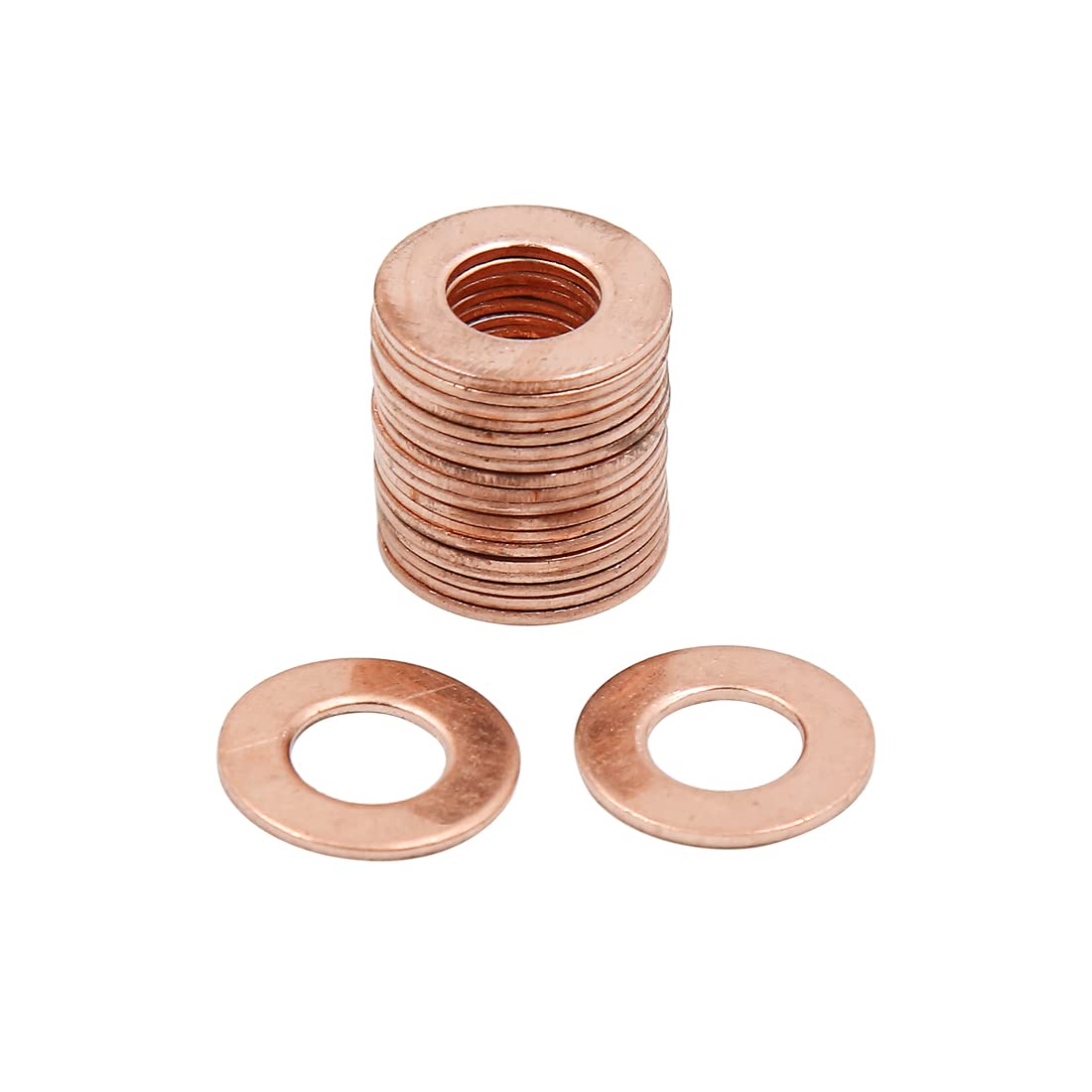 X AUTOHAUX 20pcs 9mm Inner Dia Copper Washers Flat Sealing Gaskets Ring for Car — image 1