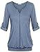Messic Women's V Neck Cuffed Sleeve Knit Shirt Blouse