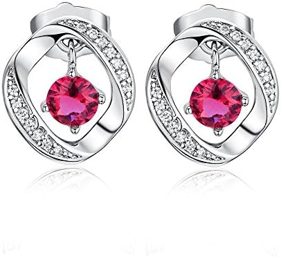 Pierced earrings Cubic Zirconia earrings Stud earrings for Women Ruby