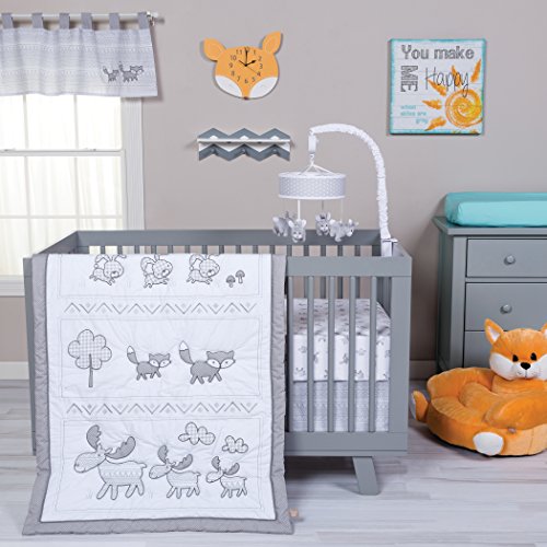 Trend Lab Aztec Forest 3 Piece Crib Bedding Set, Gray/White