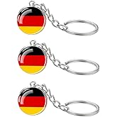 LLBFHH 3 Pcs Germany Flag Key Chain,Cool Keychain for Car Keys, Stainless Steel Keyrings & Keychains,Used for Home Decoration, Jewelry Hanging Decorations.