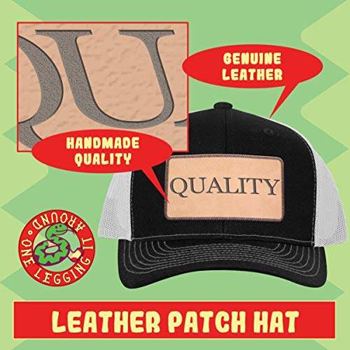 World's Okayest Machine Deburrer - Leather Light Brown Patch Engraved Trucker Hat, Grey-White, One Size