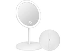 TiKenSo Folding Travel Makeup Mirror Vanity Mirror with Lights, Portable LED Makeup Mirror with Touch Control Adjustable Brightness USB Rechargeable Travel Lighted Makeup Mirror Gift for Women