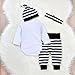 Newborn 4pcs Set Outfit Striped Hoodie with Romper Jumpsuit+ Striped Long Pants and Hat (70(0-3M), Long sleeve)
