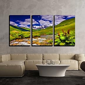 Fantastic Landscape with a River in The Mountains x3 Panels