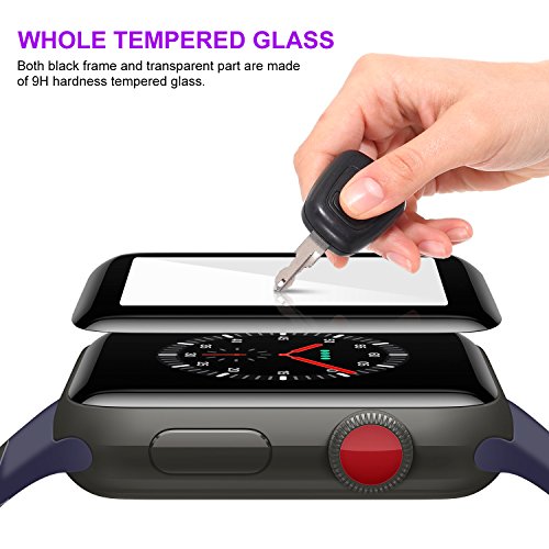 Celltronics iWatch 42mm Tempered Glass Screen Protector, [3D Full Coverage] [Anti-Scratch] [High Definition] for Apple Watch 42mm Series 3/2/1 (Black) - Thumbnail 3