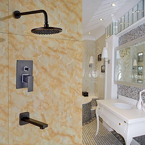 Oulantron 2-way Mixer 8" Round Rain Shower Head with Tub Spout Tap Oil Rubbed Bronze
