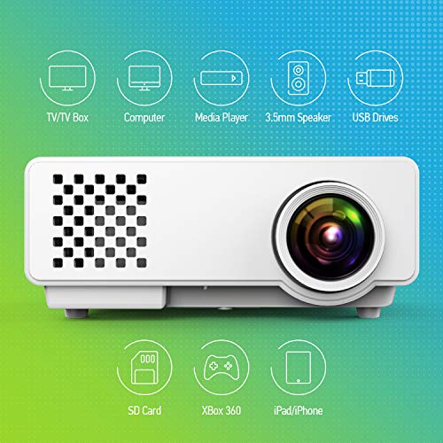 Projector, Spacekey RD-810 LED Portable Projector, Multimedia Home Theater Video Projector Supporting 1080P with HDMI USB VGA AV for Home Cinema TV Laptop Game iPhone Andriod Smartphone - Thumbnail 2