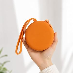 Multifunctional Silicone Storage Bag for Lipstick, Cards, Earphones and Keys, Orange Round