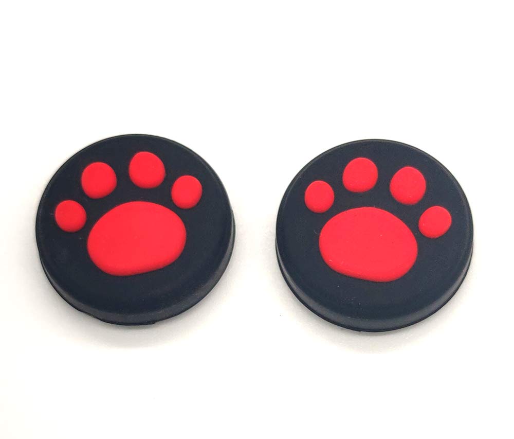 2 x Silicone Analog Controller Thumb Stick Joystick Grips Cap for Switch NS/Switch Lite Controller ThumbStick Cute Cat Paw Claw (Red)