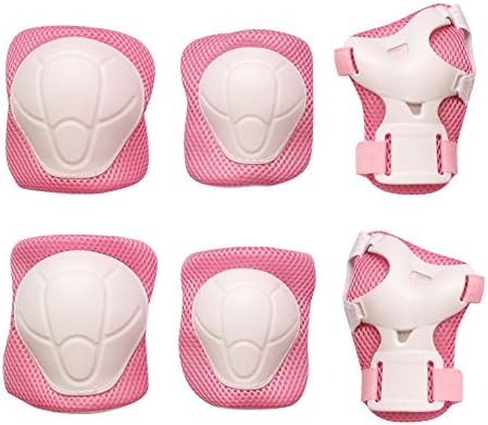 Kids Protective Pads MAXZOLA Knee Pads Elbow Pads Wrist Guards 3 In 1 Protective Gear Set (White)