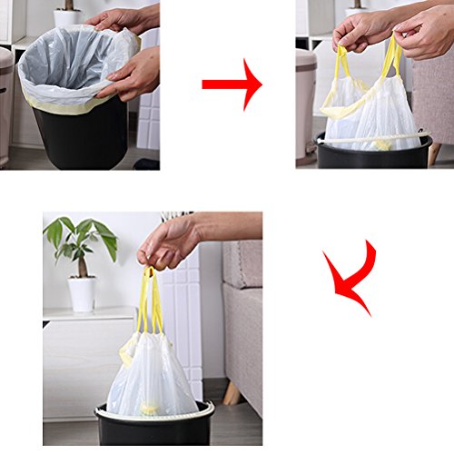 Trash Bags,Garbage Bags,5 Gallon Trash Can Liners Bags, Drawstring Kitchen Bags, Wastebasket Bags with Drawstring Handles by Meleg Otthon, 90 Count (Drawstring) - Thumbnail 4