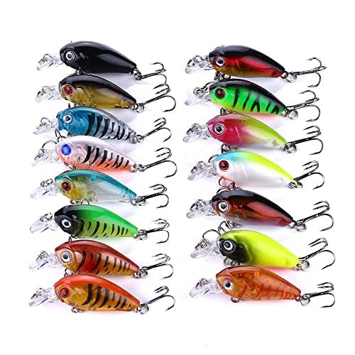 GudGmtoy 15Pcs Fishing Lures Set Life-like Minnow Baits Kit Crankbaits Fishing VIB Lures Kit Swimming Swimbait for Trout Bass Perch Pike Salmon Fishing with Tackle Box