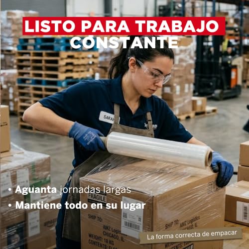 YUREX Emplaye Rollo Calibre 80 que Rinde Más con Menos Vueltas 18 pulgadas x800 pies para Empaque y Embalaje Protege Muebles Pallets en Mudanzas y Almacenaje sin Dejar Residuos Manual y Transparente