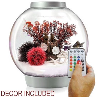 biOrb Classic 15 Liter Silver Aquarium w/MCR Lighting and Red Forest Decor Set Bundle