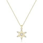 Reffeer Solid 925 Sterling Silver Snowflake Necklace Chain for Women Teens CZ Snowflake Pendant Necklace Dainty Winter Necklace