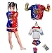 J-J DECO 5PCS Kids Girls Halloween Costume （Jacket + T- Shirt + Square Shorts+ 1Glove+Fishnets (M=120cm（6-8years）)