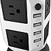 Power Strip with Usb,Wellsenn 8 Outlets 4 USB Ports Power Strip Tower Power Socket Surge Protector (2500W 110-250V) with 6.5 Feet Power Cord for Office, TV, Computer,Phone, Transformers, Power Bank