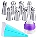 Russian Piping Tips 20 Piece Set, 8 Piping Tips 1 Coupler 1 Reusable Pastry Bag 10 Disposable Pastry Bags, Stainless Steel Icing Tips for Cupcake Decorating by Leoter