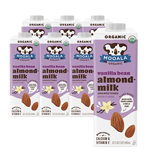 Mooala Organic Vanilla Bean Almondmilk, Unsweetened, 32oz (Pack of 6