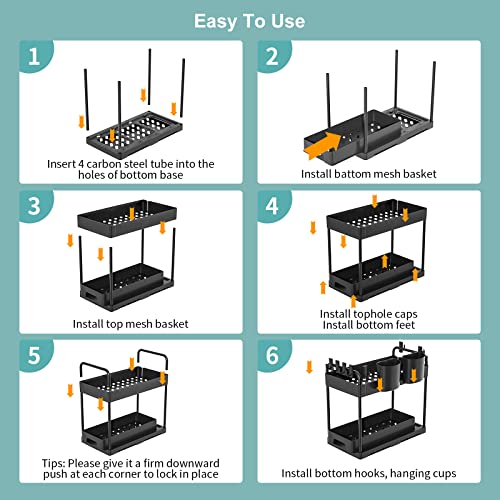 Under Sink Organizers and Storage,USFU Under Kitchen and Bathroom Sink Cabinet Organizers and Storage,Waterproof and Sturdy Standard Spray Cleaning Supplies Organizer Shelf,Sliding Drawer(1 Packs)